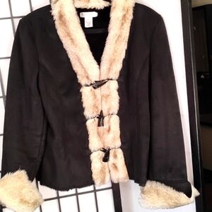 White House/Black Market Brand - Faux Suede, Faux fur Design- Size L